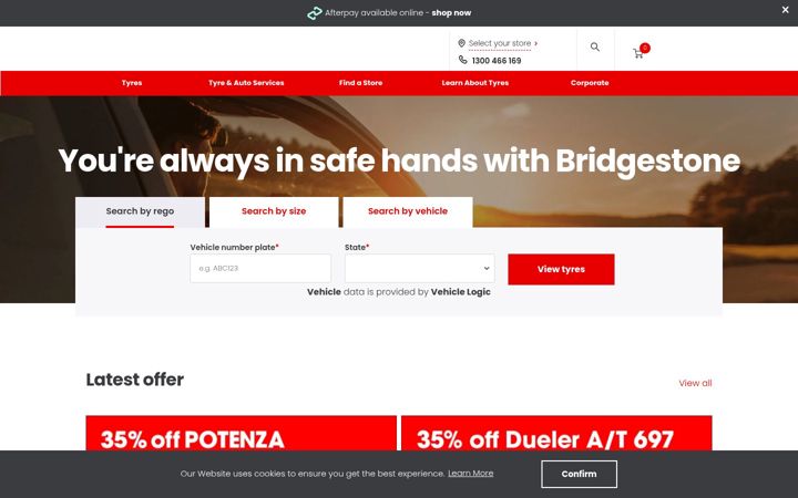 Screenshot of bridgestone.com.au