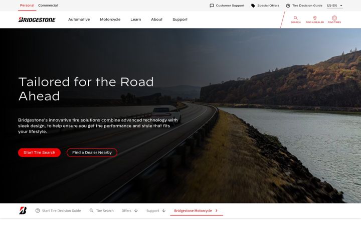 Screenshot of bridgestonetire.com