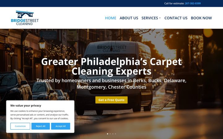 Screenshot of bridgestreetcleaning.com