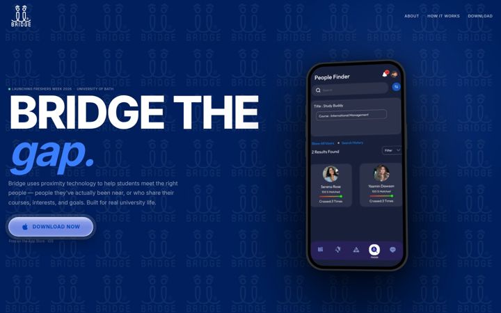 Screenshot of bridgetheapp.co