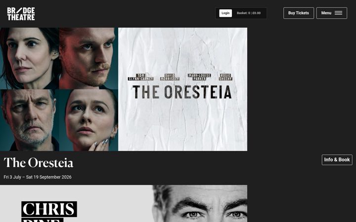 Screenshot ta' bridgetheatre.co.uk