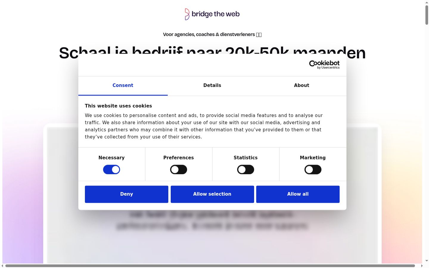 Sutikimo reklamjuostės, rodytos prieš bet kokią sąveiką, ekrano kopija