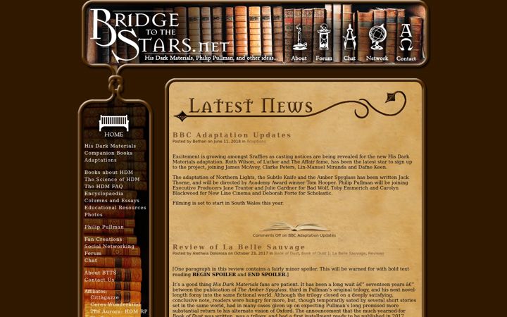 Screenshot of bridgetothestars.net