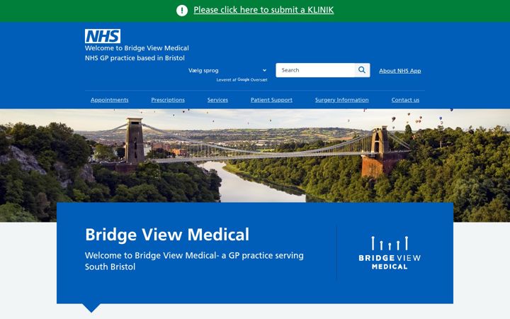 Screenshot von bridgeviewmedical.nhs.uk