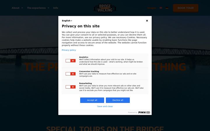 Screenshot of bridgewalking.com