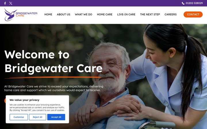 Screenshot of bridgewatercare.org.uk