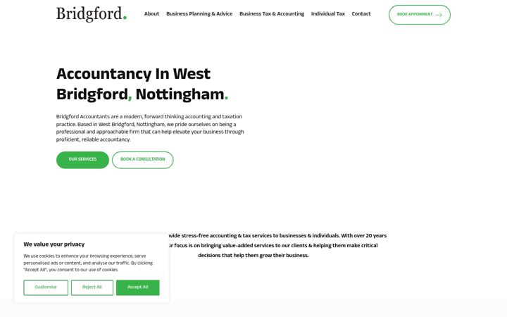 Screenshot ta' bridgfordaccountants.co.uk