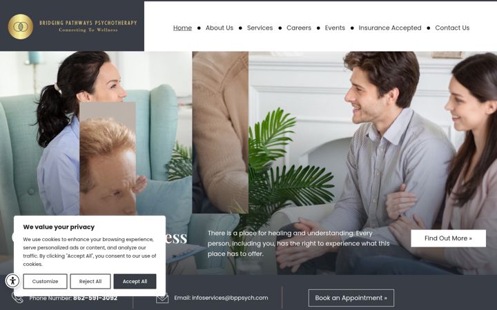 Screenshot of bridgingpathwayspsychotherapy.com