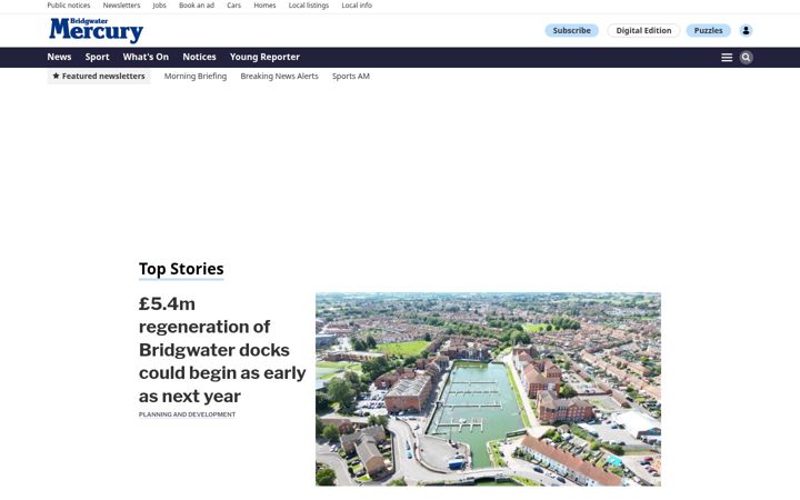 Screenshot of bridgwatermercury.co.uk