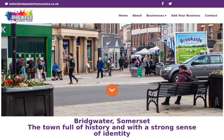 Screenshot of bridgwatertowncentre.co.uk
