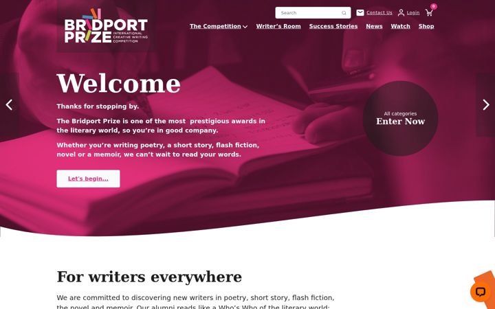 Screenshot ta' bridportprize.org.uk