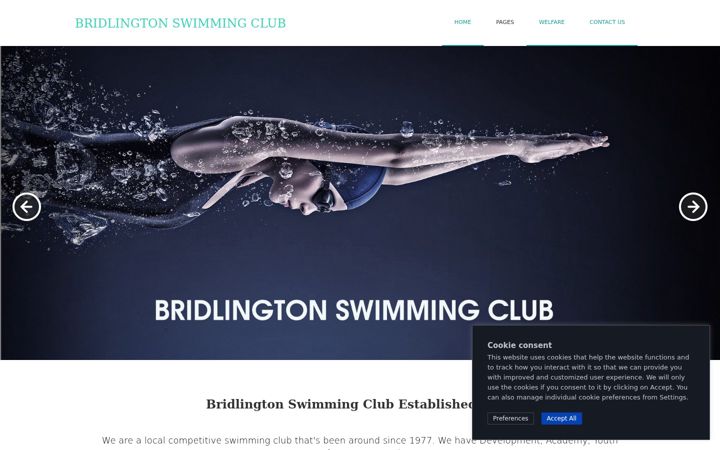 Screenshot stránky bridswimclub.co.uk