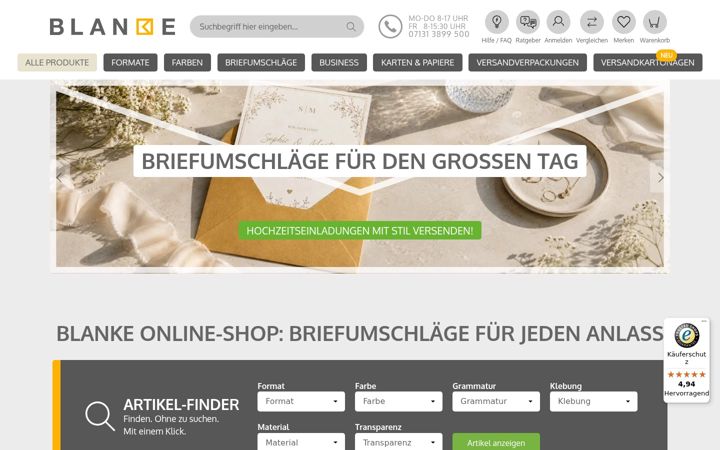 Screenshot of brief-huellen.de
