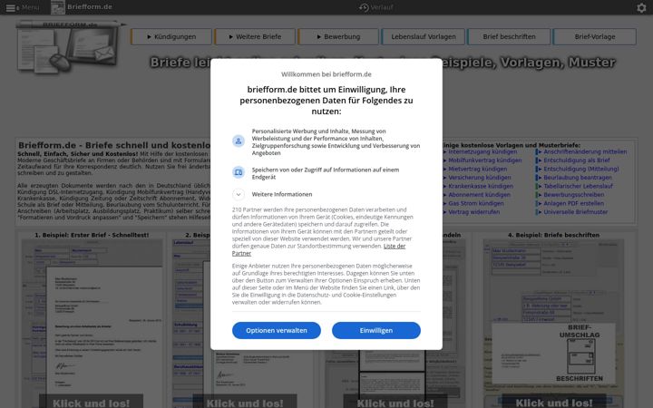 Screenshot of briefform.de