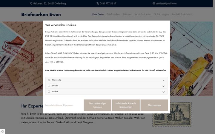 Screenshot of briefmarken-ewen.de