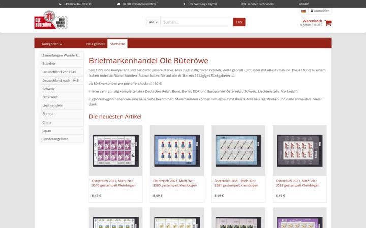 Screenshot of briefmarken-web.com