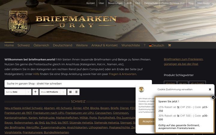 Screenshot of briefmarken.world