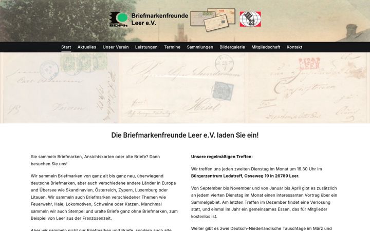 Екранна снимка на briefmarkenfreunde-leer.de