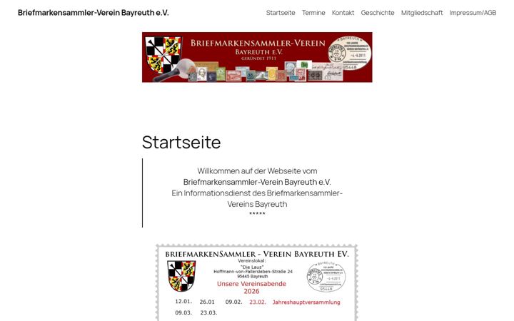 Screenshot of briefmarkenverein-bayreuth.de