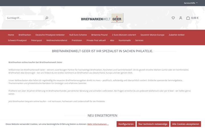 Screenshot of briefmarkenwelt-geier.de