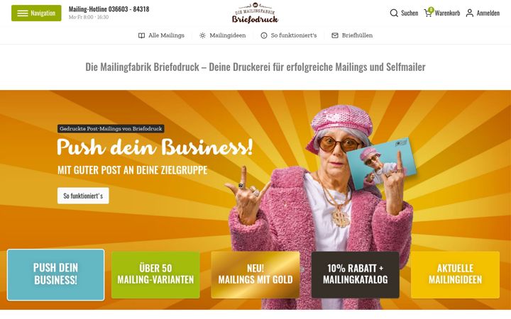 Kuvakaappaus sivustosta briefodruck.de