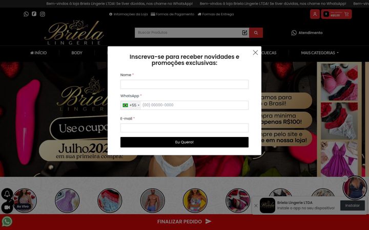 Screenshot of brielalingerie.com.br