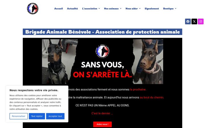 Екранна снимка на brigadeanimalebenevole.fr