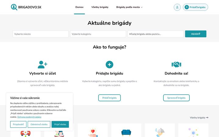 Snímek obrazovky brigadovo.sk