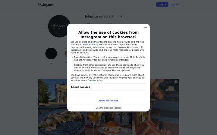 Screenshot of briganterestaurant.com