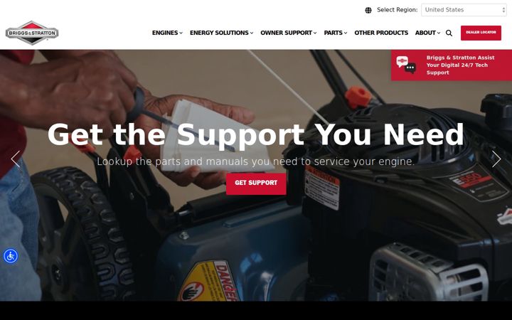 Screenshot of briggsandstratton.com