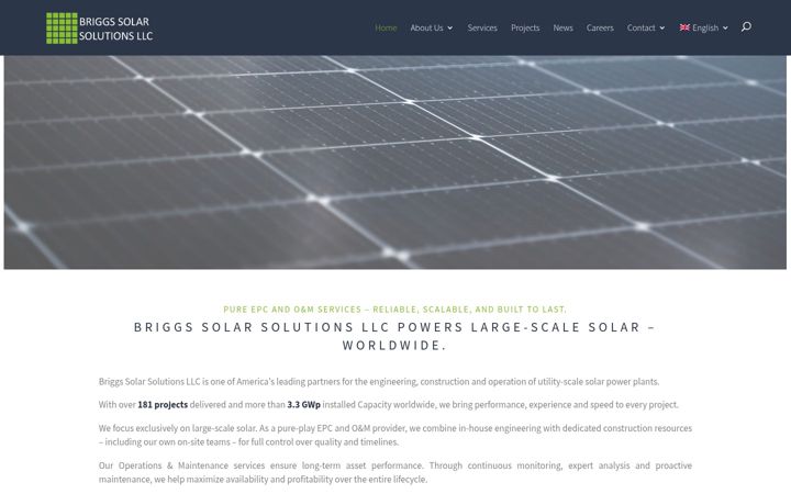 Screenshot of briggssolarsolutions.com