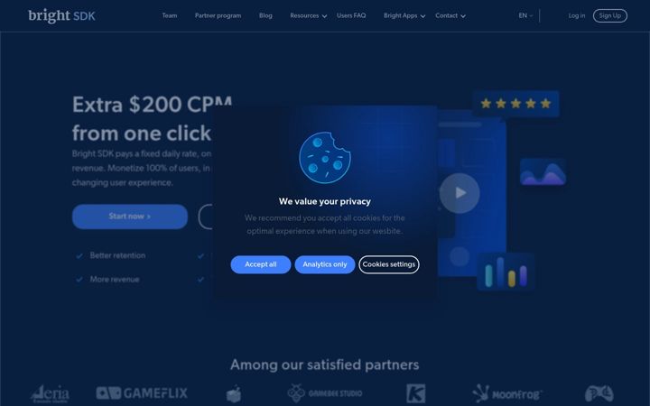 Screenshot di bright-sdk.com