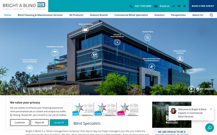 Screenshot of brightablind.com
