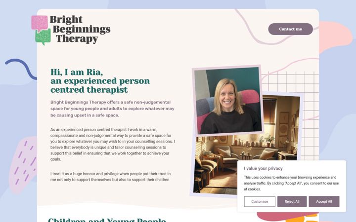 Screenshot of brightbeginningstherapy.co.uk