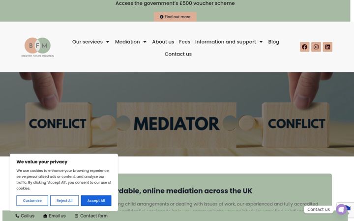 Screenshot of brighterfuturemediation.co.uk