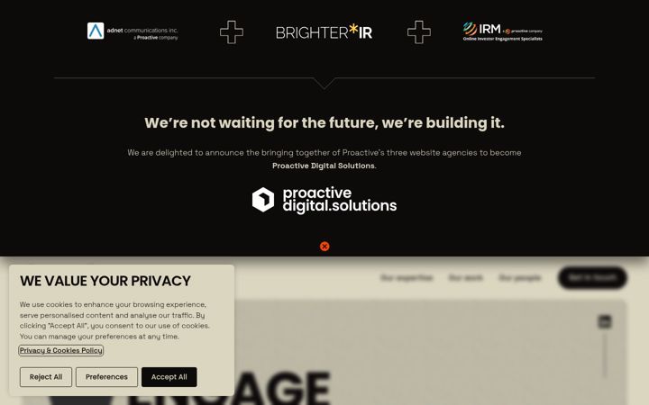 Screenshot of brighterir.com
