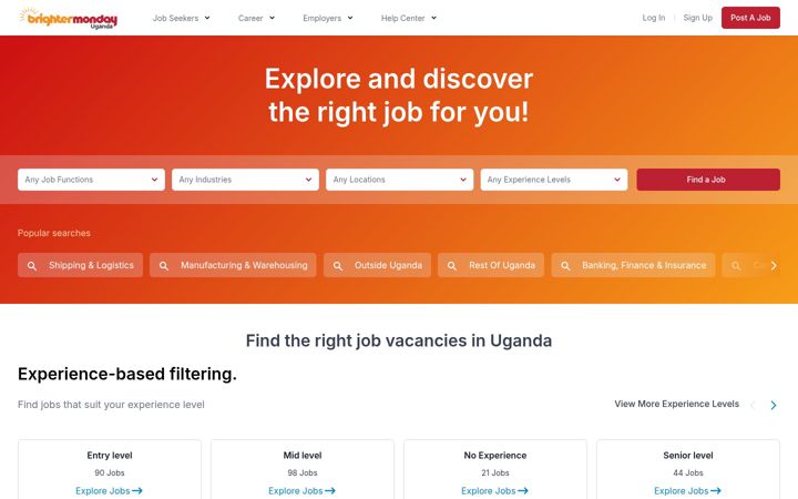 Screenshot of brightermonday.co.ug