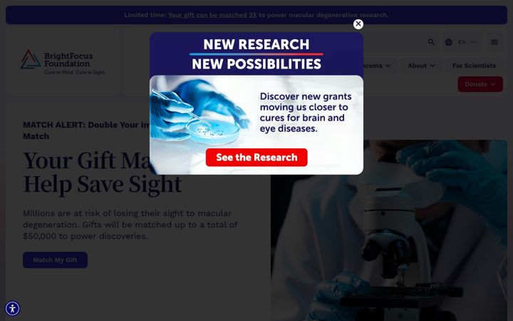 Screenshot of brightfocus.org