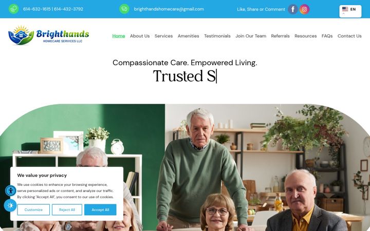 Screenshot of brighthandshcs.com