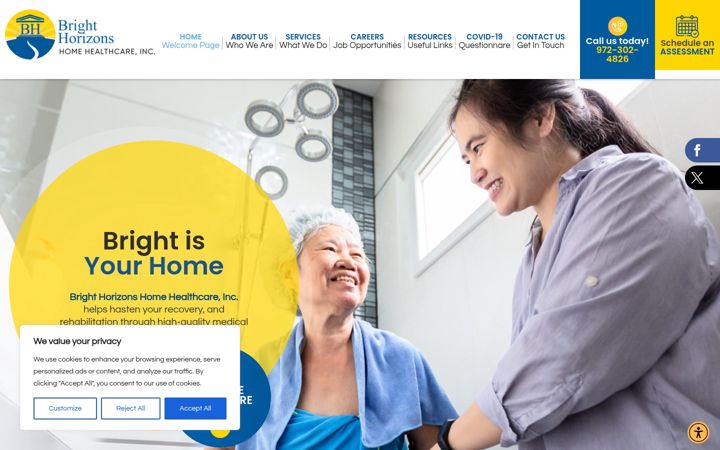 Screenshot of brighthorizonshealthcare.com