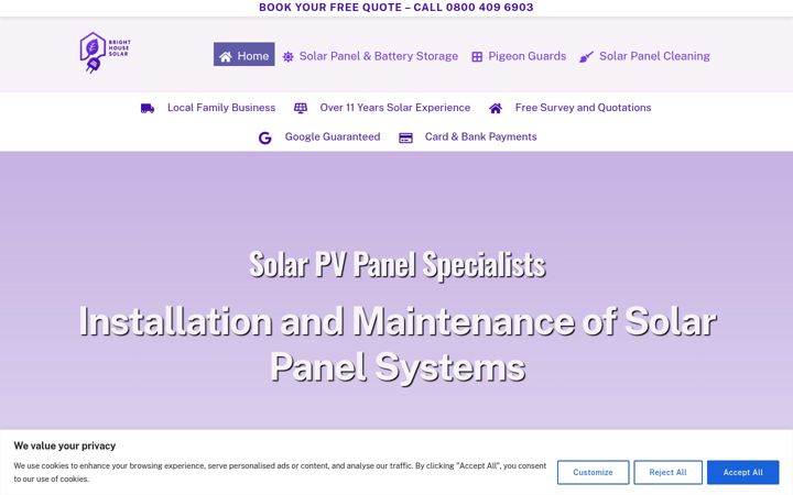 Screenshot of brighthousesolar.co.uk