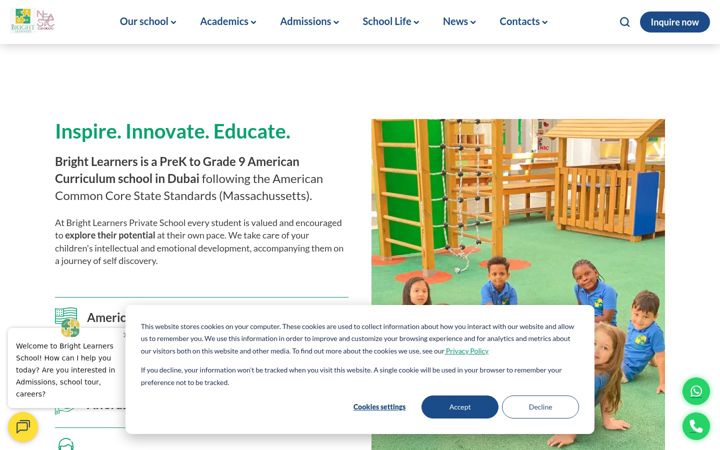 Captură de ecran a brightlearners.ae