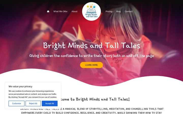 Screenshot of brightmindsandtalltales.co.uk