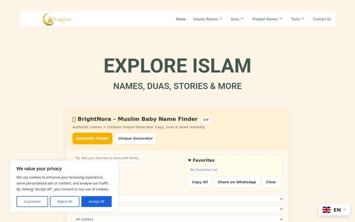 Screenshot of brightnora.com