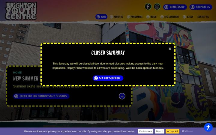 Screenshot of brightonyouthcentre.org.uk