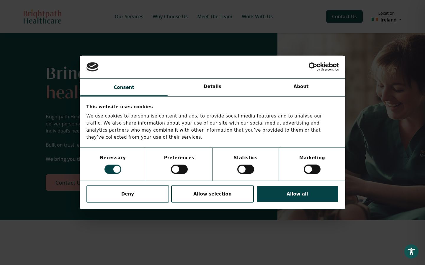 Captură de ecran a bannerului de consimțământ afișat înainte de orice interacțiune