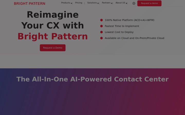Captură de ecran a brightpattern.com