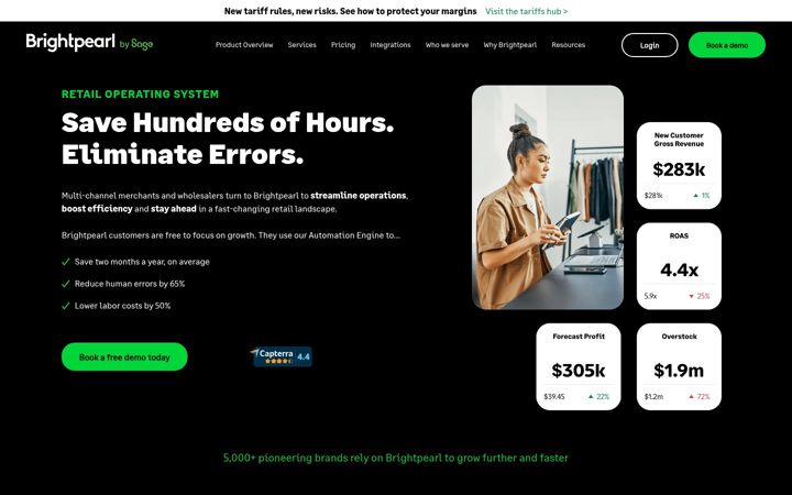 Screenshot of brightpearl.com