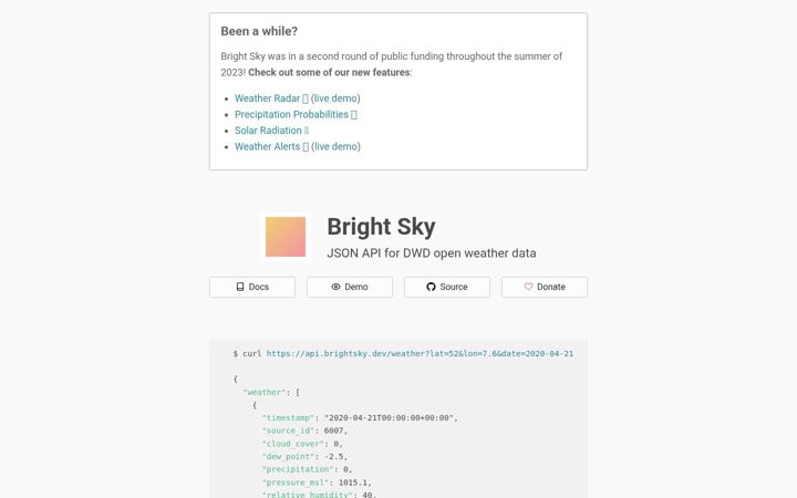 Screenshot stránky brightsky.dev
