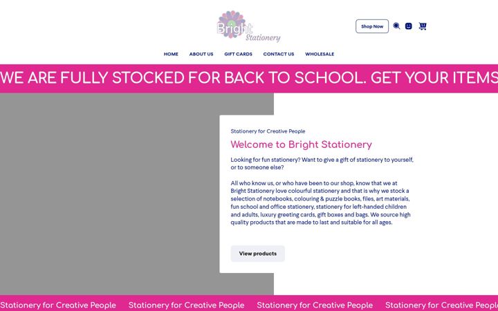 Screenshot ta' brightstationery.co.uk